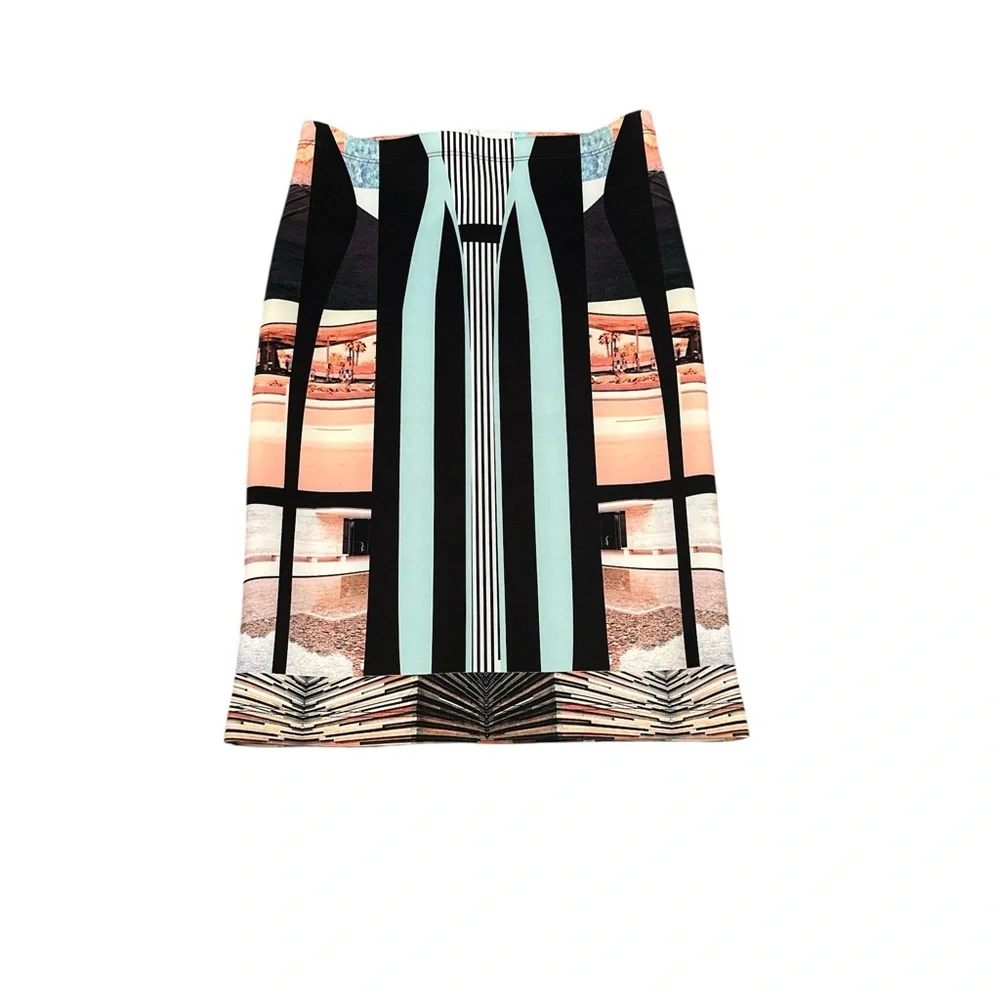CLOVER CANYON PENCIL TUBE SCUBA PULLON PRINT BODYCON SKIRT S